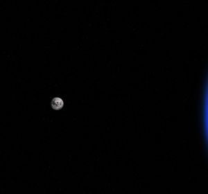 Imagen de archivo de la Luna y la Tierra Imagen de archivo de la Luna y la Tierra