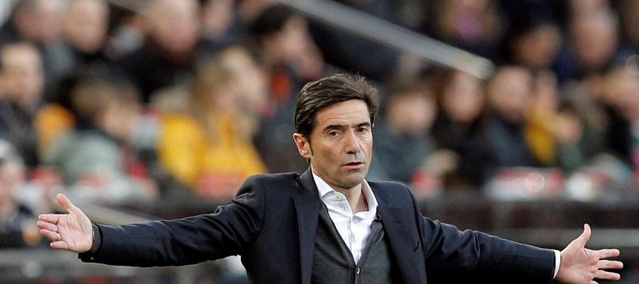 Marcelino, durante el partido contra el Valladolid Marcelino, durante el partido contra el Valladolid