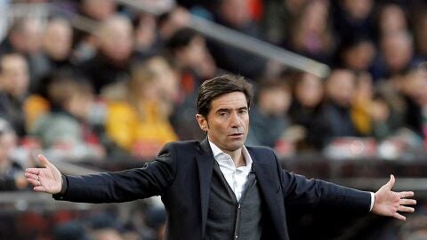 Marcelino, durante el partido contra el Valladolid