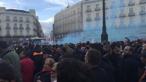 Taxistas en la Puerta del Sol