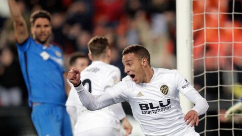 Rodrigo celebra su gol al Getafe. 