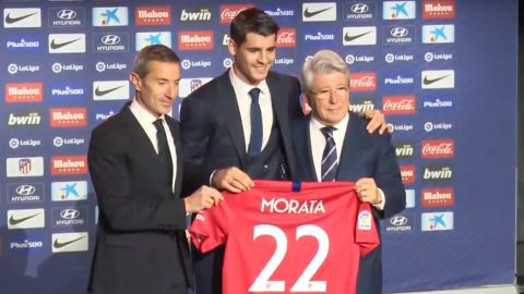 &Aacute;lvaro Morata, en su presentaci&oacute;n con el Atl&eacute;tico de Madrid