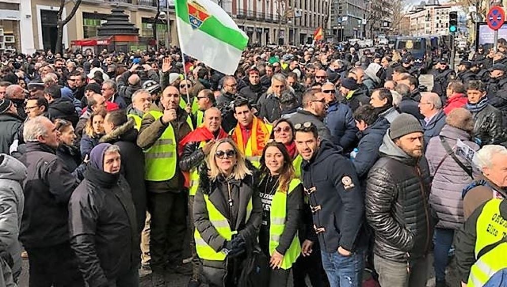 Taxistas de Elche en las movilizaciones de Madrid