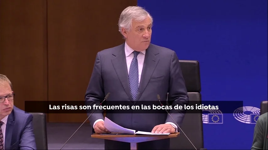 Tajani responde a las carcajadas de los eurodiputados de izquierdas tras sus declaraciones sobre Venezuela: "las risas son frecuentes en las bocas de idiotas" Tajani responde a las carcajadas de los eurodiputados de izquierdas tras sus declaraciones sobre Venezuela: "las risas son frecuentes en las bocas de idiotas"