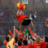 Luis Aragonés, en la celebración por la Eurocopa de 2008