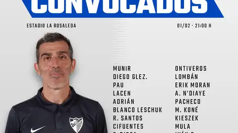 Convocatoria del Málaga para el partido frente al Almería Convocatoria del Málaga para el partido frente al Almería
