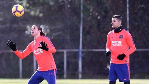 Filipe y Vitolo, en un entrenamiento