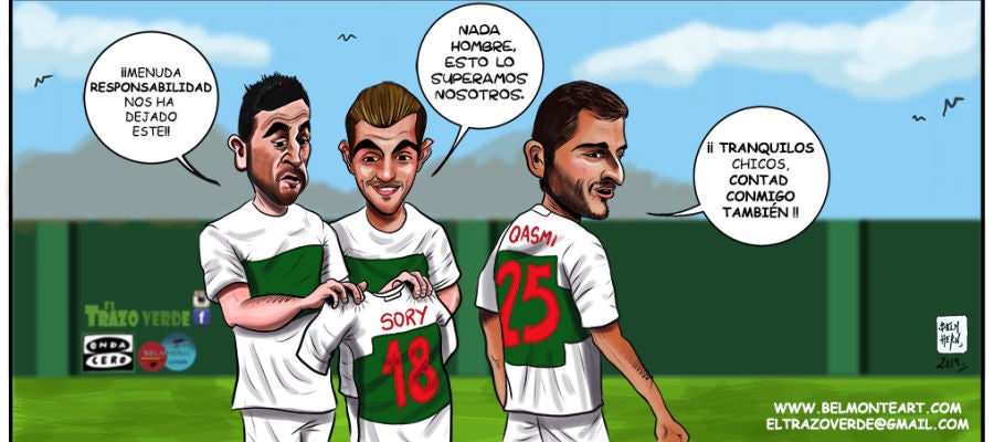 Benja, Carlos Castro y Yacine Qasmi aspiran a coger el relevo de Sory Kaba como referencia ofensiva en las últimas 18 jornadas de liga. Benja, Carlos Castro y Yacine Qasmi aspiran a coger el relevo de Sory Kaba como referencia ofensiva en las últimas 18 jornadas de liga.