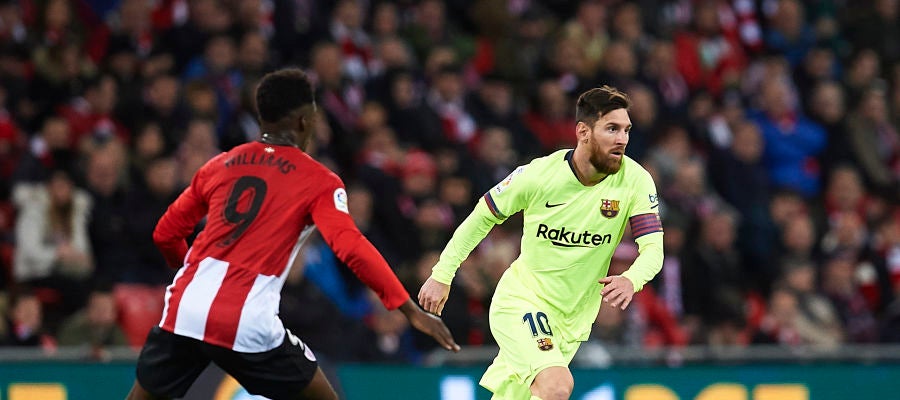 Messi, en acción contra el Athletic en San Mamés Messi, en acción contra el Athletic en San Mamés