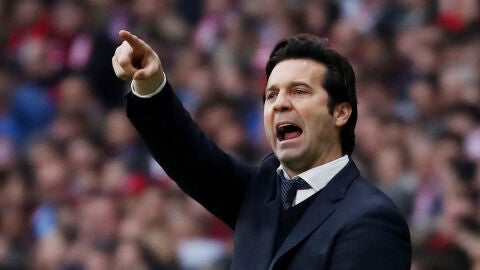 Solari, durante el partido contra el Atl&eacute;tico de Madrid