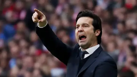Solari, durante el partido contra el Atlético de Madrid Solari, durante el partido contra el Atlético de Madrid