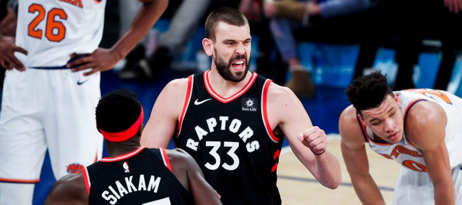 Marc Gasol, en su debut como jugador de los Toronto Raptors Marc Gasol, en su debut como jugador de los Toronto Raptors