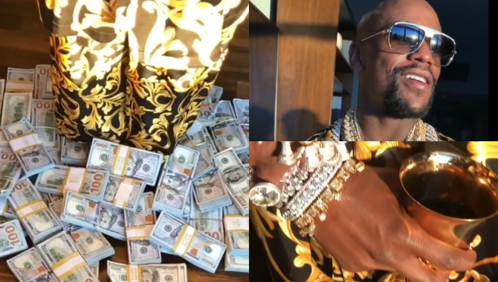 La última de Floyd Mayweather: un cáliz de oro, joyas, fajos de billetes... La última de Floyd Mayweather: un cáliz de oro, joyas, fajos de billetes...