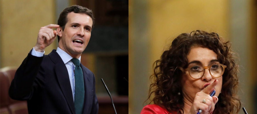 El líder del PP, Pablo Casado, y la ministra de Hacienda, María Jesús Montero El líder del PP, Pablo Casado, y la ministra de Hacienda, María Jesús Montero