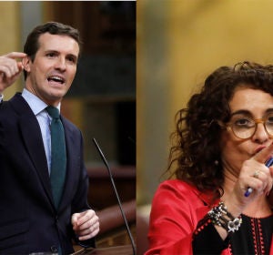 El líder del PP, Pablo Casado, y la ministra de Hacienda, María Jesús Montero El líder del PP, Pablo Casado, y la ministra de Hacienda, María Jesús Montero