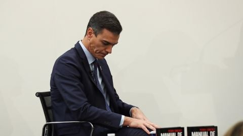 El presidente del Gobierno, Pedro S&aacute;nchez, durante la presentaci&oacute;n de su libro 