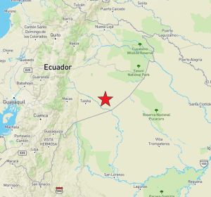 Punto donde se ha producido un terremoto en Ecuador Punto donde se ha producido un terremoto en Ecuador