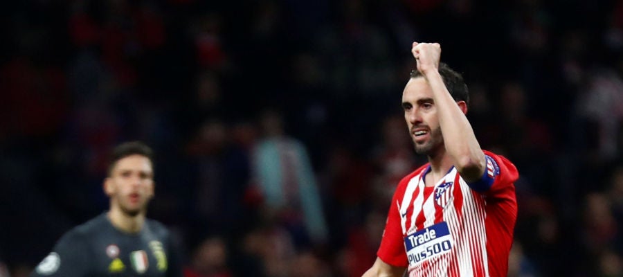 Diego Godín celebra su gol contra la Juventus Diego Godín celebra su gol contra la Juventus