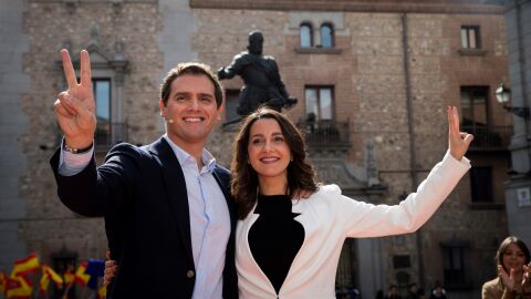 La l&iacute;der de Ciudadanos en Catalu&ntilde;a, In&eacute;s Arrimadas, junto al presidente de Ciudadanos, Albert Rivera