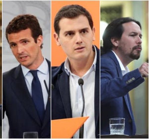 Pedro Sánchez, Pablo Casado, Albert Rivera, Pablo Iglesias y Santiago Abascal Pedro Sánchez, Pablo Casado, Albert Rivera, Pablo Iglesias y Santiago Abascal
