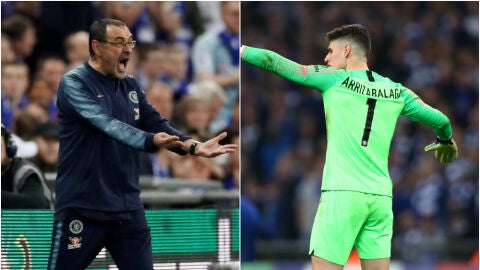 Sarri y Kepa, enfrentados