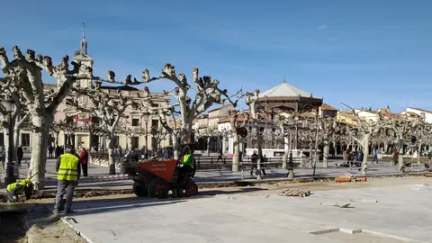 Plaza de Cervantes de Alcalá de Henares Continúan las obras de peatonalización
