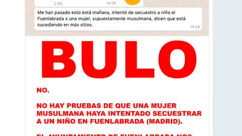 El bulo de que una mujer musulmana ha intentado secuestrar a un niño en Fuenlabrada El bulo de que una mujer musulmana ha intentado secuestrar a un niño en Fuenlabrada