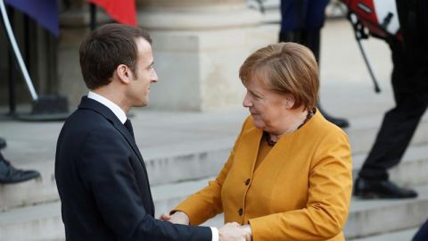 Emmanuel Macron y Angela Merkel