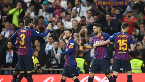 Luis Suárez celebra su gol con el Barcelona Luis Suárez celebra su gol con el Barcelona