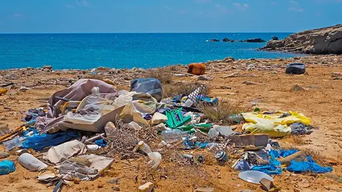 Imagen de archivo de residuos en una playa EN EL IES POLITÉCNICO