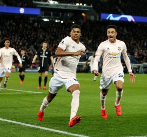 Rashford celebra su gol contra el PSG Rashford celebra su gol contra el PSG