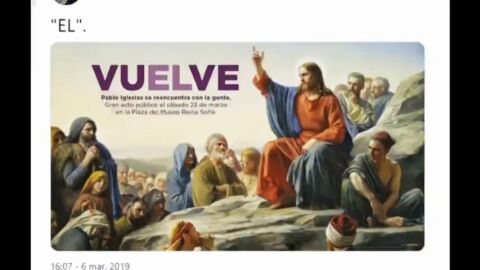 Los 'memes' por el pol&eacute;mico cartel de la vuelta de Pablo Iglesias