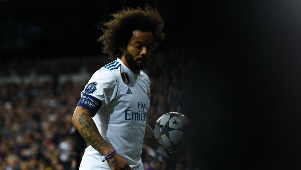 Marcelo, en un partido del Real Madrid en Champions