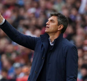 Pellegrino, durante el partido contra el Atlético de Madrid Pellegrino, durante el partido contra el Atlético de Madrid