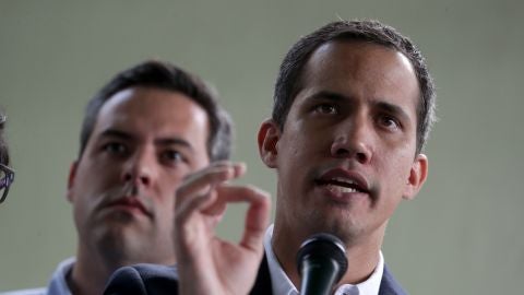 El l&iacute;der opositor Juan Guaid&oacute;, durante una rueda de prensa.