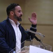 Santiago Abascal durante su intervención en un acto celebrado hoy en Ciudad Real