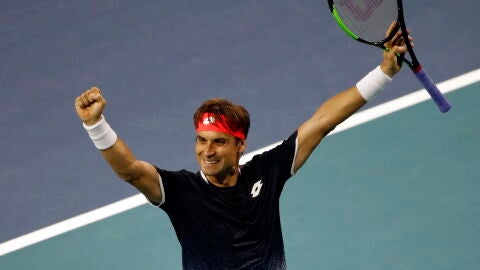 David Ferrer celebra su victoria ante Alexander Zverev