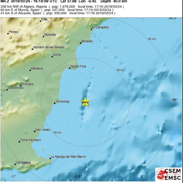 Un terremoto con epicentro frente a Torrevieja se siente en el conjunto de la comarca del Baix Vinalopó Un terremoto con epicentro frente a Torrevieja se siente en el conjunto de la comarca del Baix Vinalopó