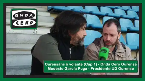 Modesto García Puga O presidente da UD Ourense conversa no campo do Couto con Onda Cero Ourense.
