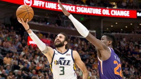 Ricky Rubio, en acci&oacute;n contra los Utah Jazz