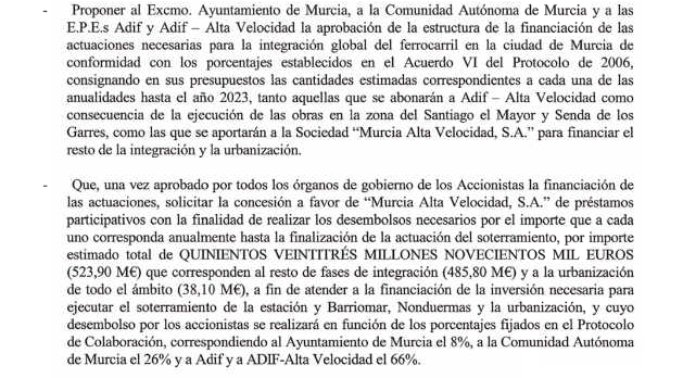 El gobierno regional sabía desde octubre de 2017 que debía pagar las obras del soterramiento mediante préstamos participativos plurianuales El gobierno regional sabía desde octubre de 2017 que debía pagar las obras del soterramiento mediante préstamos participativos plurianuales
