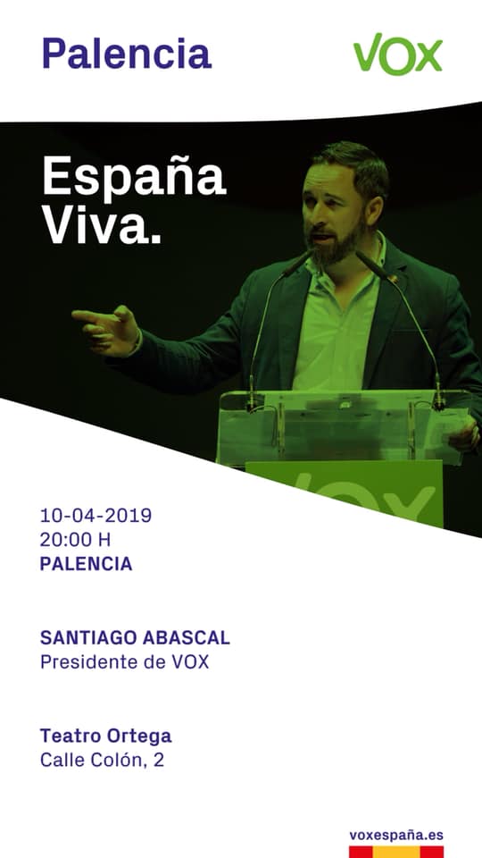 Santiago Abascal acudirá a Palencia el día 10 de abril Santiago Abascal acudirá a Palencia el día 10 de abril