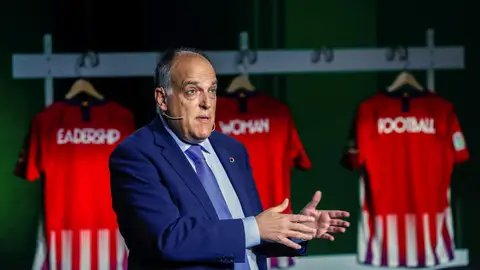 Javier Tebas habla durante una intervención Javier Tebas habla durante una intervención