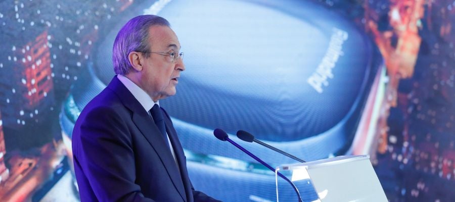 Florentino Pérez, durante la presentación del nuevo Santiago Bernabéu Florentino Pérez, durante la presentación del nuevo Santiago Bernabéu