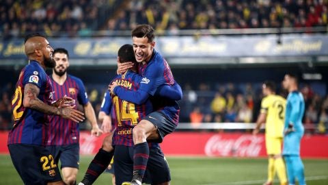 Coutinho celebra su gol ante el Villarreal