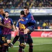 Coutinho celebra su gol ante el Villarreal