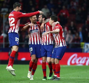 Godín celebra su gol al Villarreal Godín celebra su gol al Villarreal