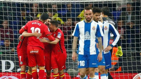 El Getafe celebra el gol del empate