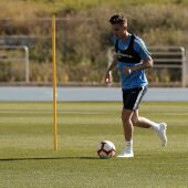 Pacheco e Iván Alejo, en el entrenamiento del Málaga CF