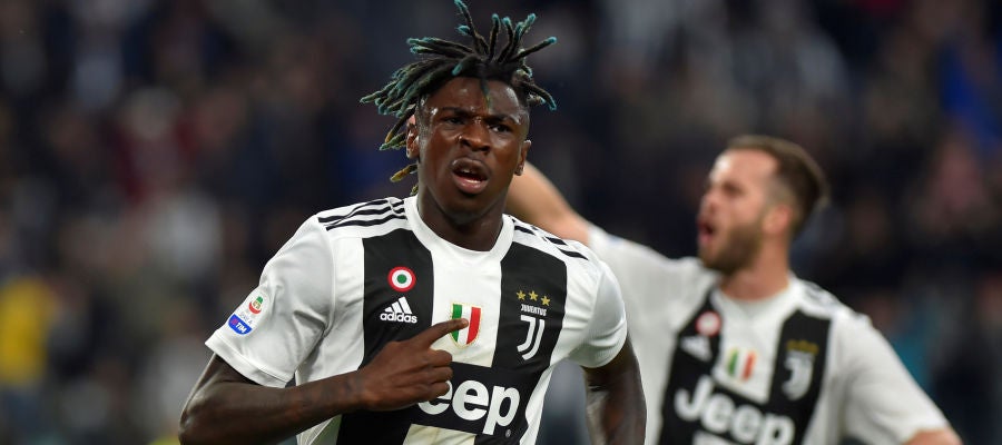 Moise Kean celebra su gol con la Juventus de Turín Moise Kean celebra su gol con la Juventus de Turín